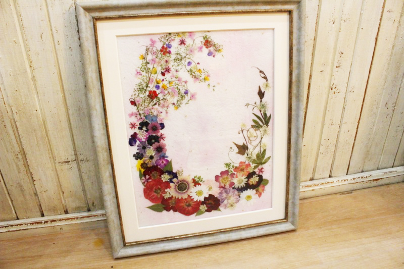 ☆ハンドメイド インテリア 押し花額装 押し花絵額 プレストフラワー 