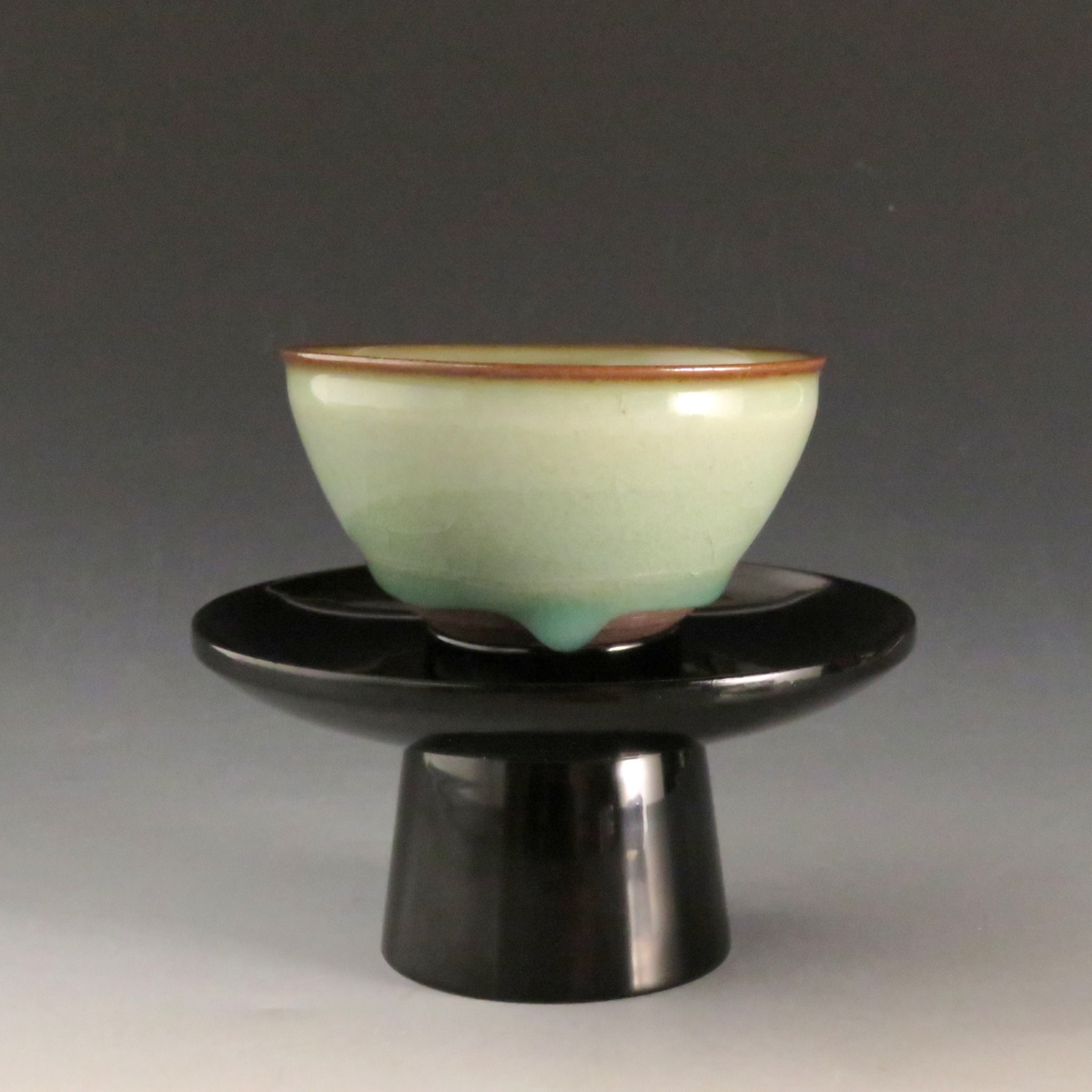 品質保証，新作】 dby8361-x◇◇加藤孝俊 青磁天目形杯 見立て天目台(