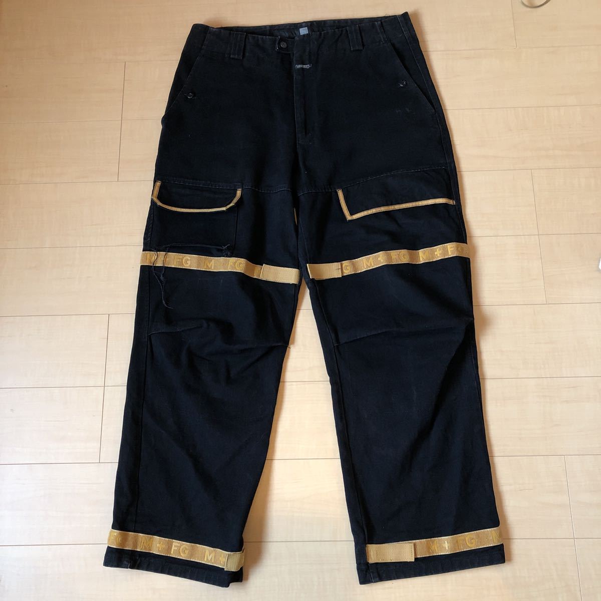 ビンテージ MARITHE FRANCOIS GIRBAUD シャトルパンツ サイズ40 マリテフランソワジルボー 90S古着 黒色 マジックテープ調整可能