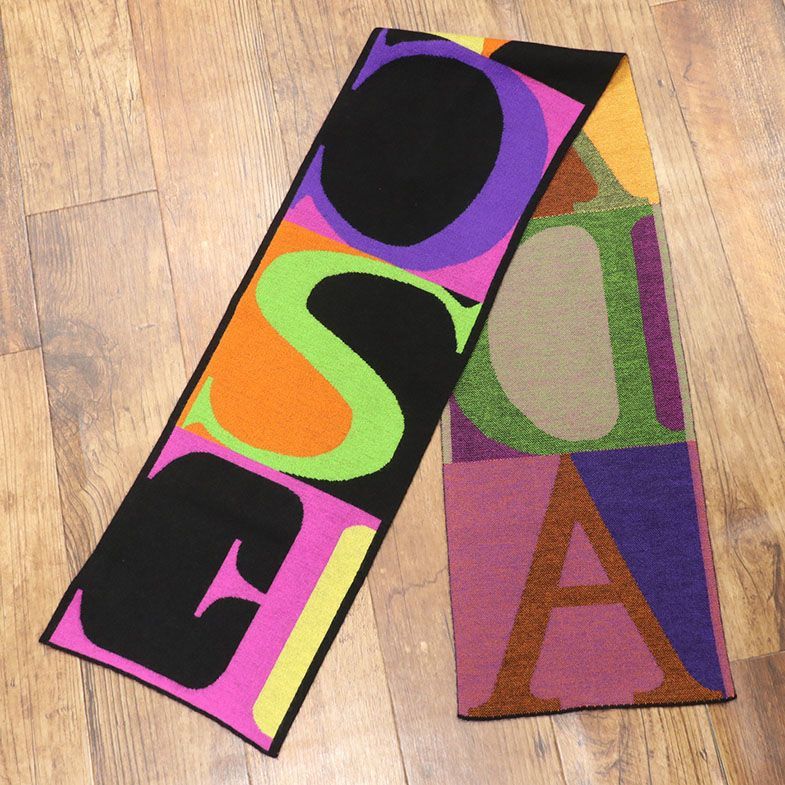 1円/ESCADA/カシミヤ ジャカードニット マフラー イタリア製 ストール 