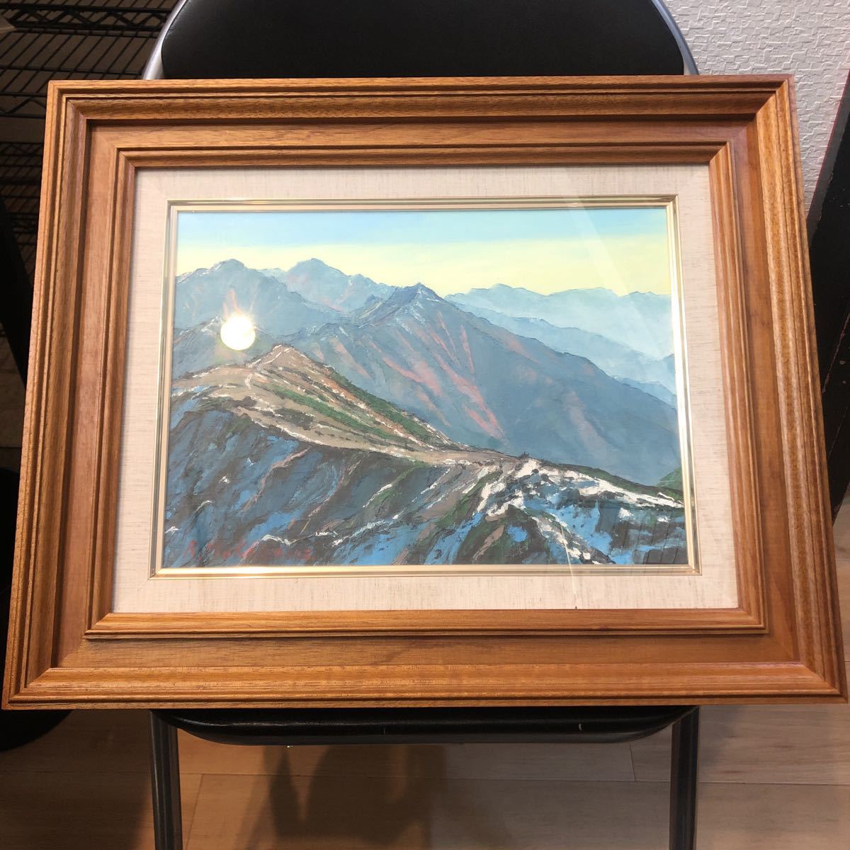 E/D818676】絵画 作者:向山 僚一 題名:中央アルプス 額サイズ:39×48
