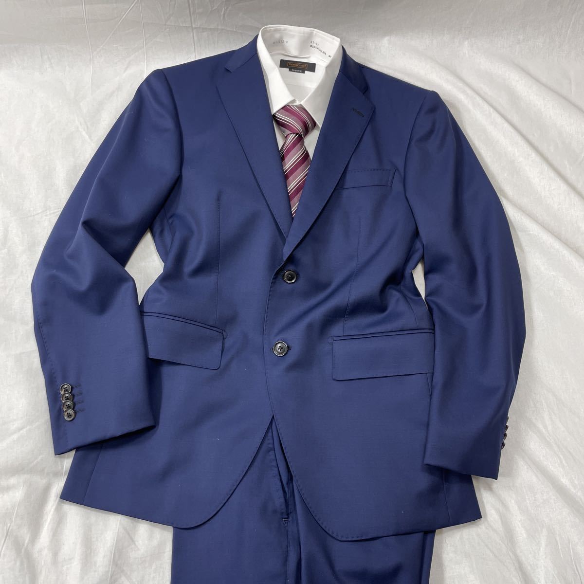 azabutailor ×カノニコ　セットアップスーツ　ネイビー　イタリア製生地 麻布テーラー【鮮やかなブルー】azabu tailor スーツ セットアップ