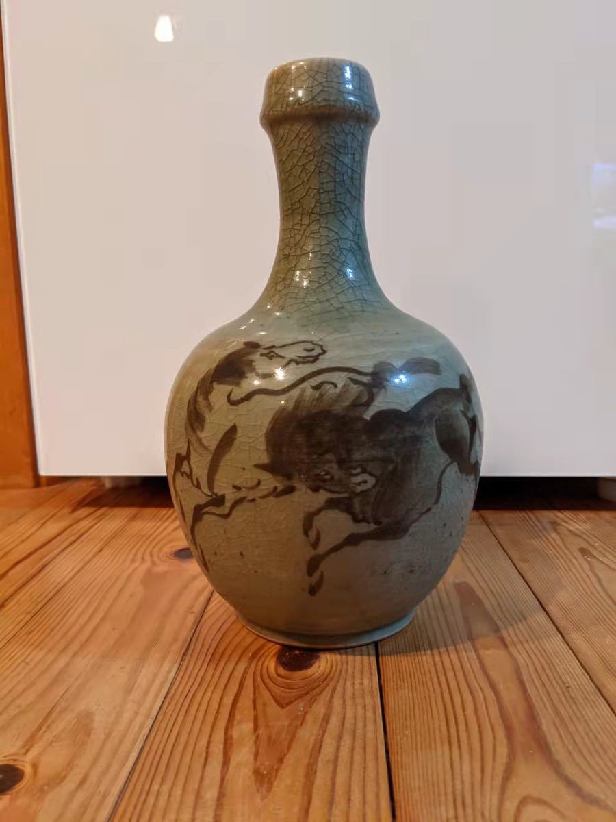 相馬焼 花瓶 花器 壺 陶芸 金彩 馬 双馬 高さ約28.5cm 骨董 花瓶 大堀相馬焼 壺 相馬焼 : 陶芸 | 金彩 山田陶器店ブランド公式通販