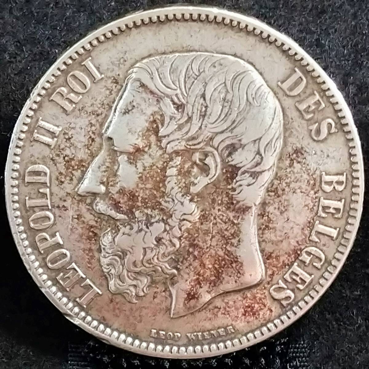 1873年 ベルギー 5フラン銀貨 5フラン 銀貨 極美品 (1865-1909 レオポルト2
