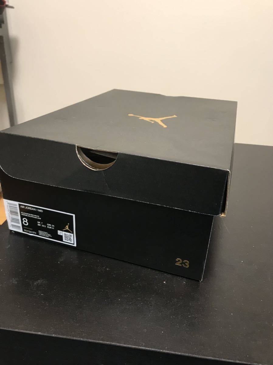 国内正規品 NIKE AIR JORDAN 1 MID BRED BLACK RED 26cm ナイキ エアジョーダン1 ブレッド 黒赤 AJ1