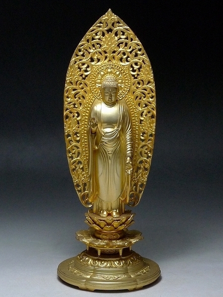 △60SK1160△松久朋琳 造 金属製 阿弥陀如来立像 仏教美術 阿弥陀如来