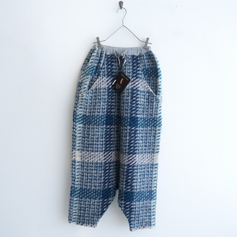 ■【メンズ/美品】ストフ STOF *バグJQスーパーサルエルパンツ*Fライトグレーネイビーグリーンイージーニットクロップド1021【41K12】