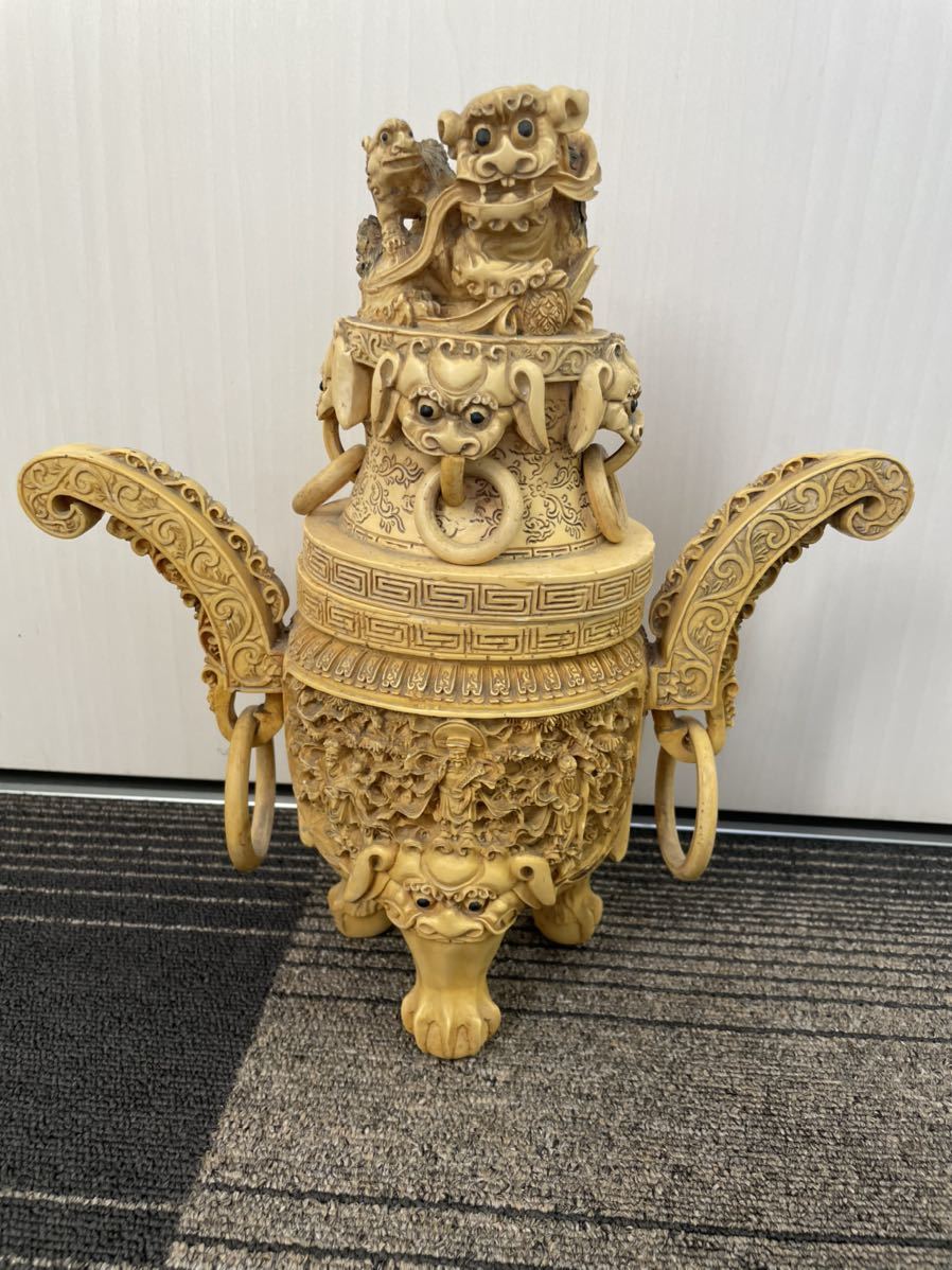 東洋彫刻 高級美術品 古美術天然素材 マンモス(象牙風) 置物 本物 仏像