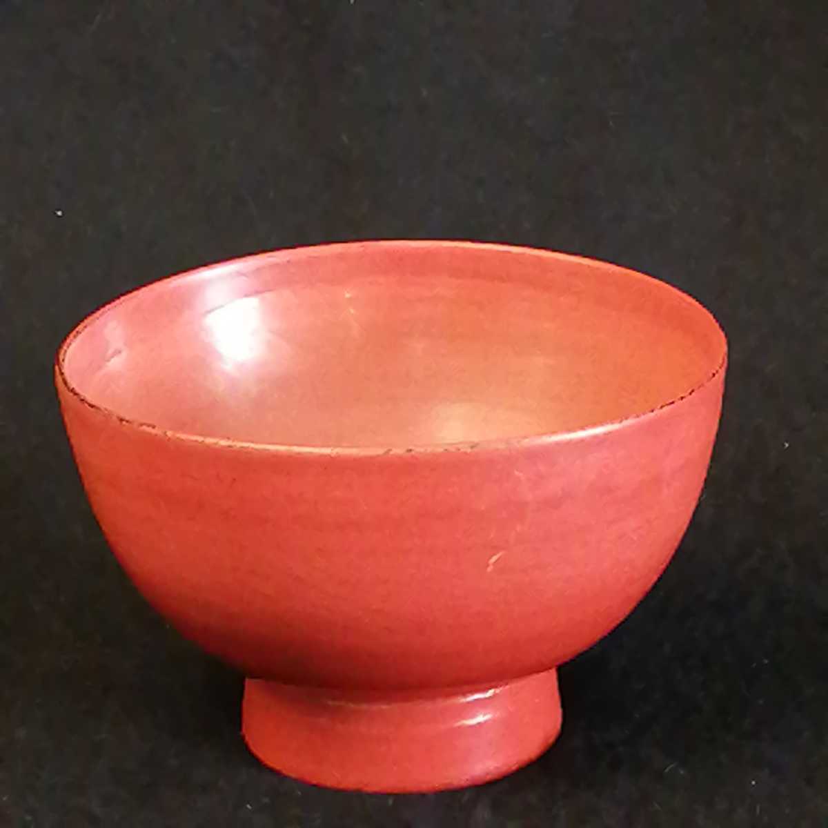 角偉三郎の朱塗り椀です。三ツ星サイン(青) 工芸品 アンティーク
