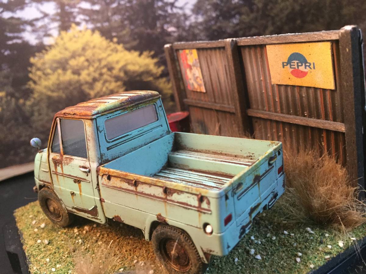 昭和レトロな風景 1/32 ホンダ T360 旧車 自作ジオラマ完成品 ケース付 