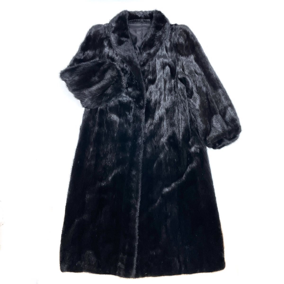 美品◇MG Sable fur◇MINK ブラックミンク◇リアルファー 刺繍入り裏地 