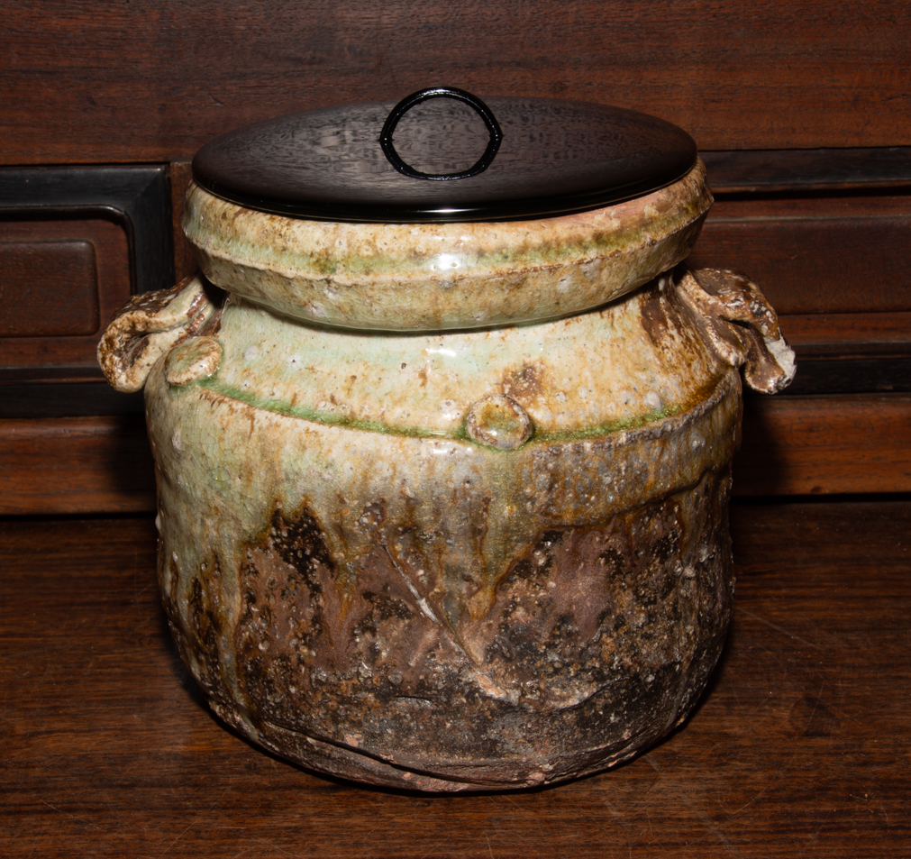 茶道具 信楽焼 水指 塗蓋 茶器⁄茶道具 水指（水差し） 茶会 平水指 信楽焼