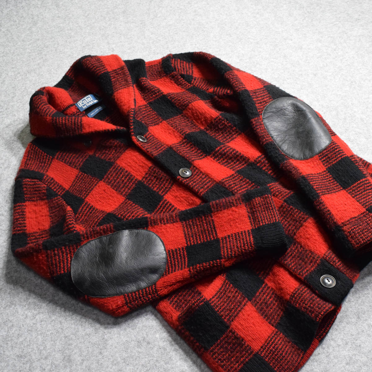 メンズS・M ポロラルフローレン バッファローチェック カーディガン 