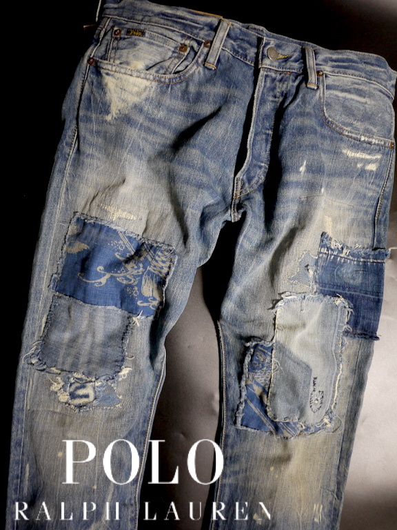 新品 POLO RALPH LAUREN ラルフローレン【W32/L32】極上リペア/パッチ 