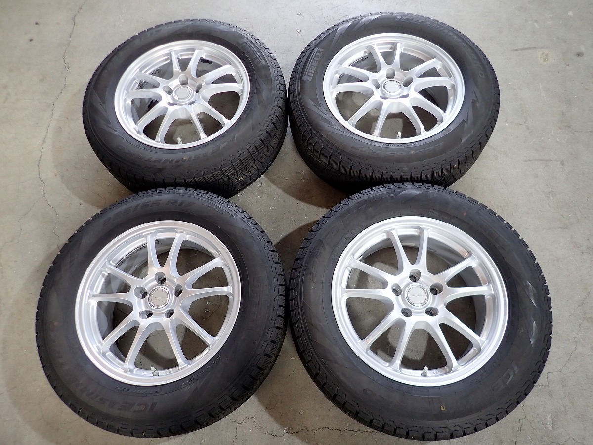 KL3450【送料無料225/65R17】NX RAV4 ハリアー エクストレイル ヴァンガード等 中古セット★17×7J 114.3/5H ET38★1円スタート