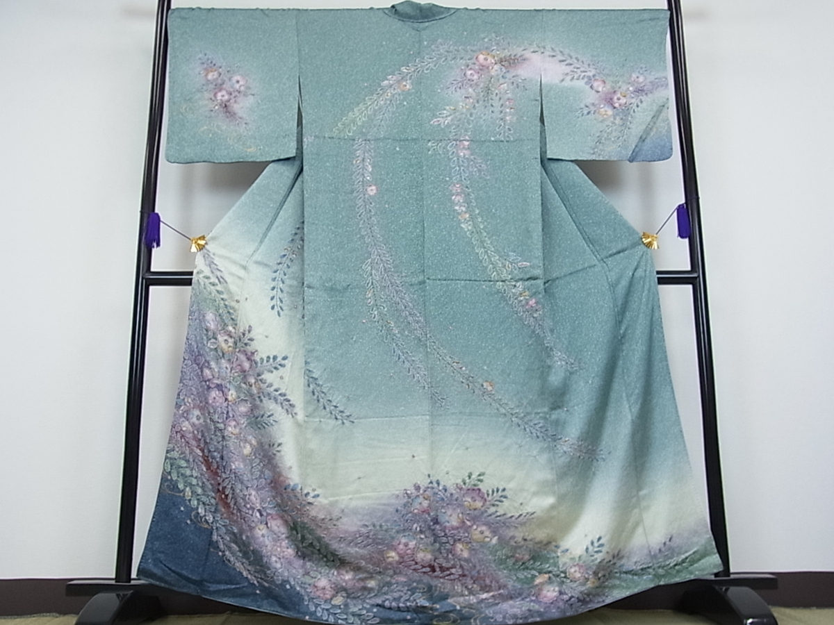 暈し染め 絞り 訪問着 辻が花 逸品 正絹 金彩 平和屋着物○訪問着