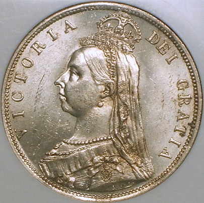 銀貨】1887年 イギリス ヴィクトリア女王 ハーフクラウン銀貨