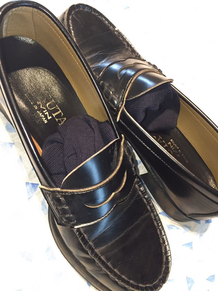 中古 本革 黒 ローファー 高校通学 HARUTA ハルタローファー ハルタ レディース