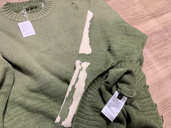 新品 KAPITAL キャピタル 骨 BONE ニット セーター カーキ サイズ1 