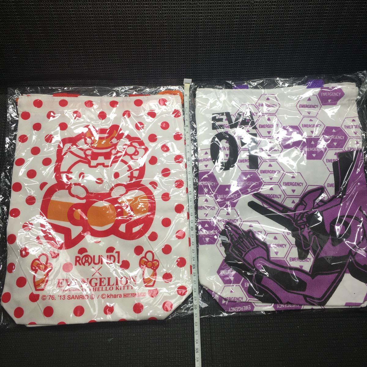 ラウンドワン×EVANGELION エヴァンゲリオン ハローキティ コラボ 巾着 