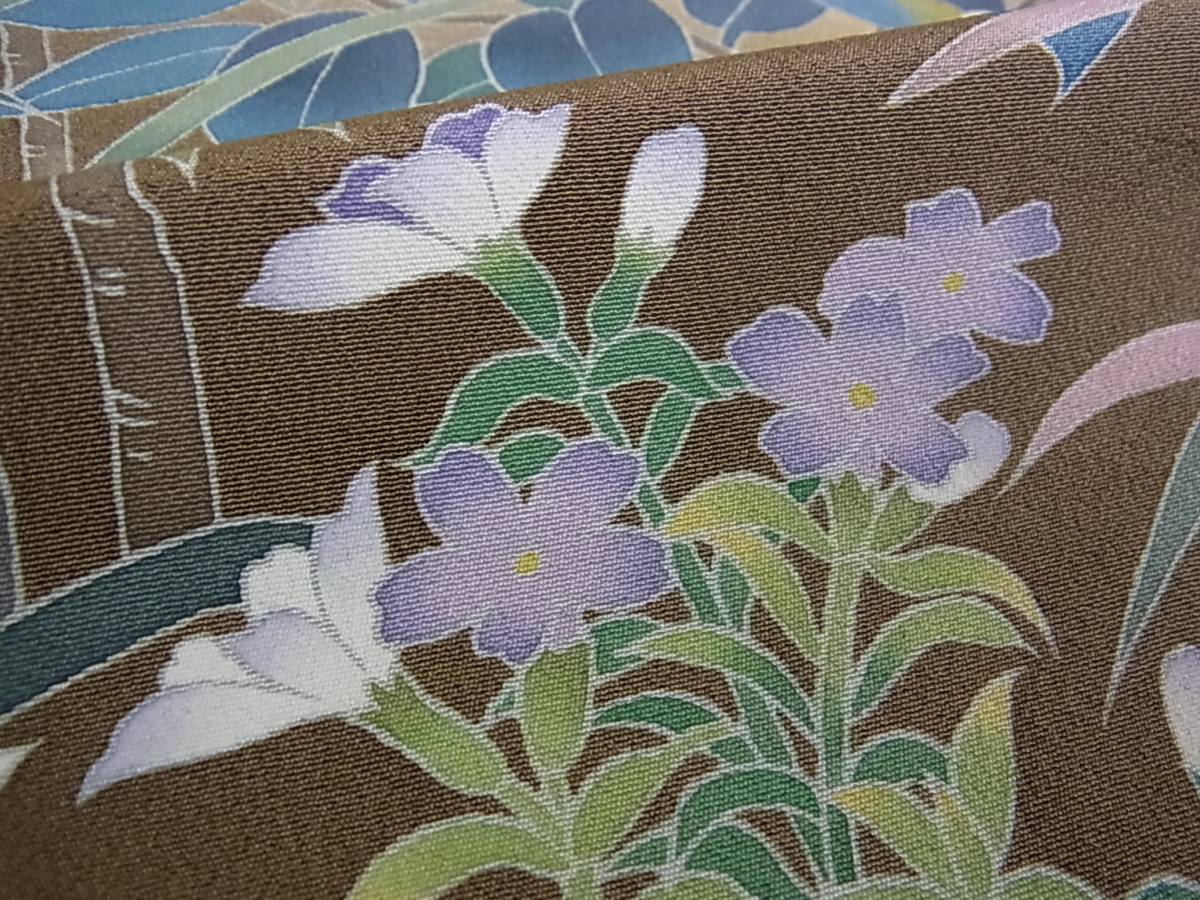 花美人着物□十日町友禅作家 阿部佳雪 黒留袖 四季の花 暈し染め 逸品 