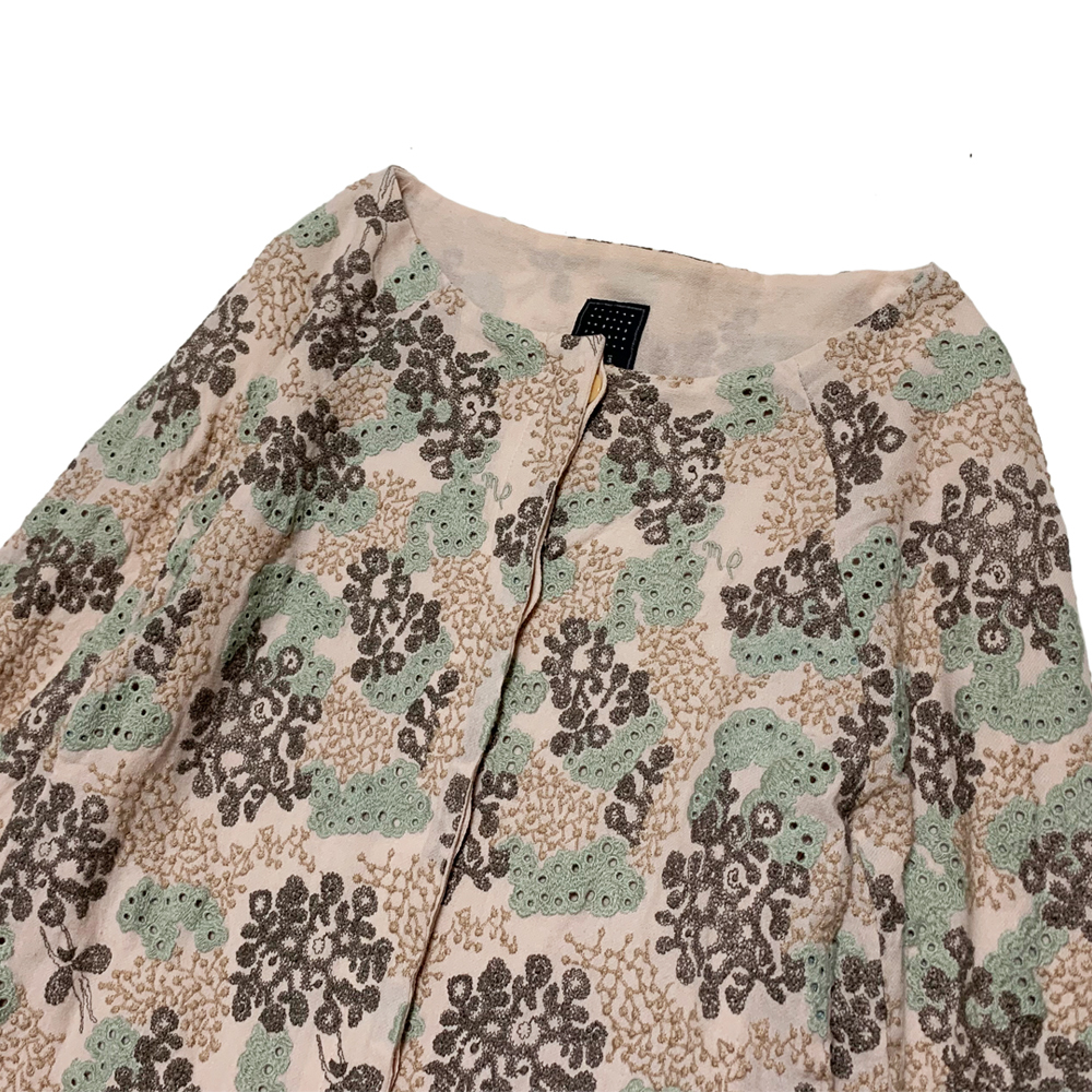 ミナペルホネン happy camouflage 刺繍 ブラウス 38 ピンク ベージュ 