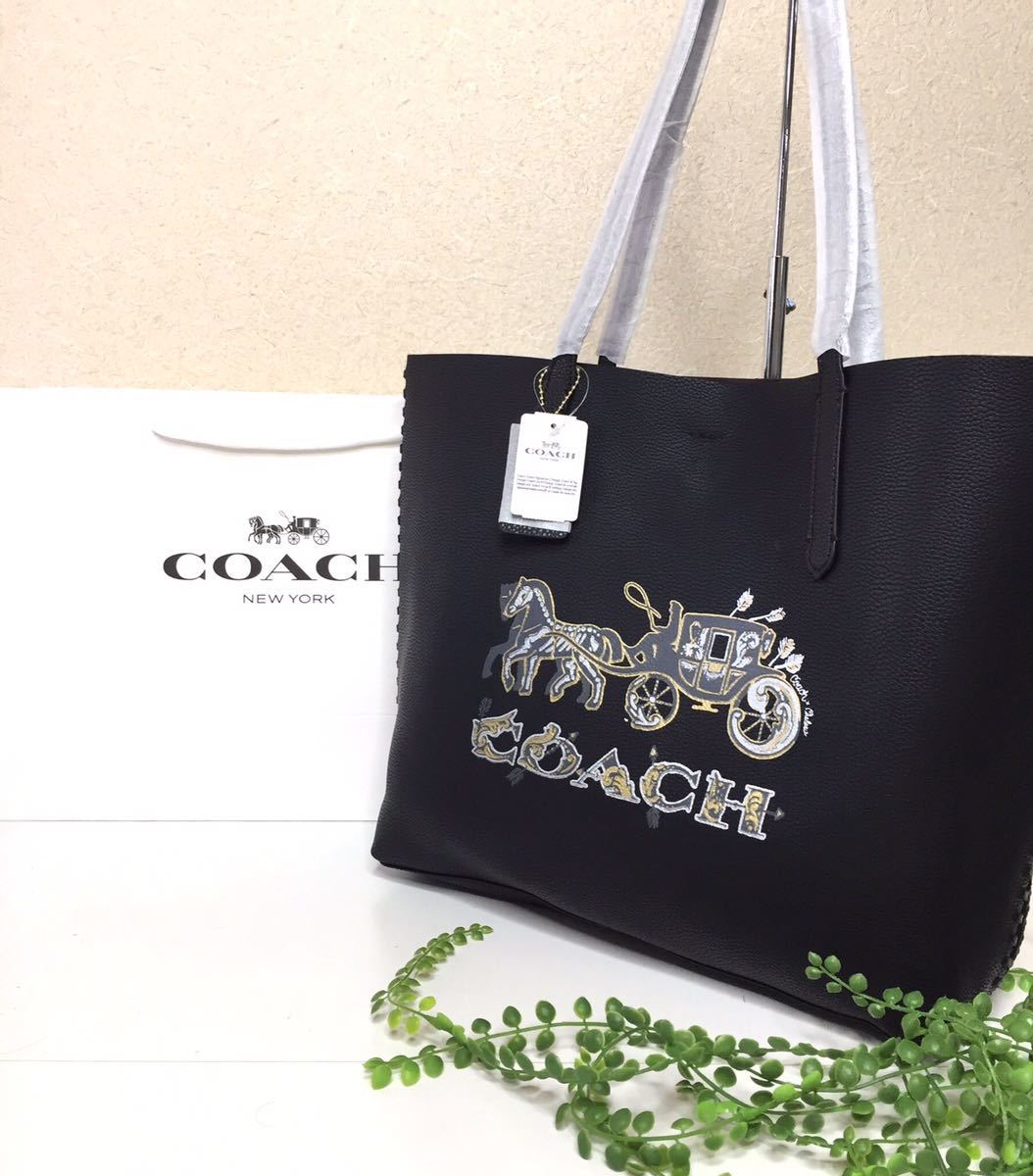 新品未使用】COACH コーチ トートバッグ 馬車 ブラック コーチ トート 