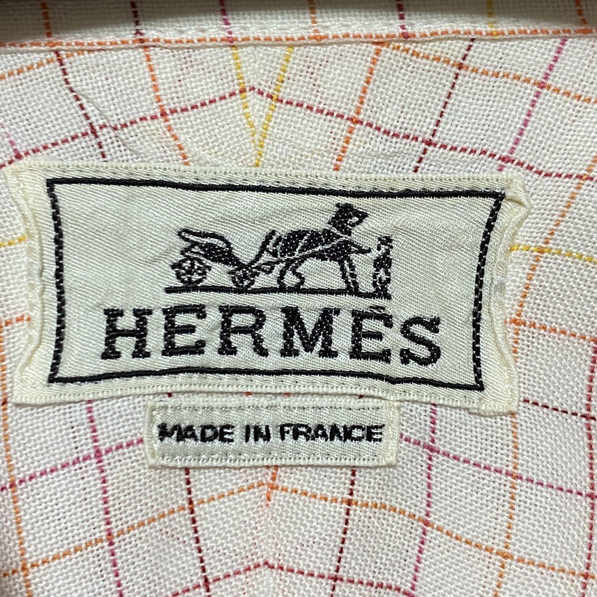 ○【極美品】HERMES エルメス/チェックシャツ/グラフチェック/セリエ鉛 