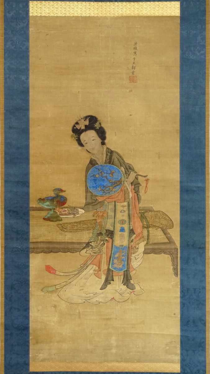 中国画 古画 絹本 中国美術 唐美人図 美人画 人物画 肉筆絹本着色 中国