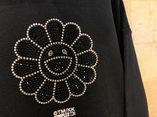新品【黒/L】Complexcon 村上隆 スワロスキー パーカー FLOWER HOODIE  