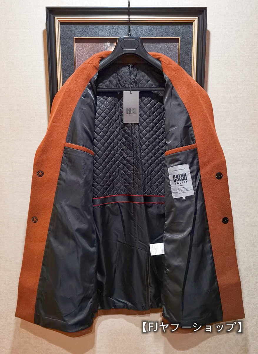 定価10万◇イタリア・ミラノ発BOLINI*高級ウールカシミアタッチ46/M・茶