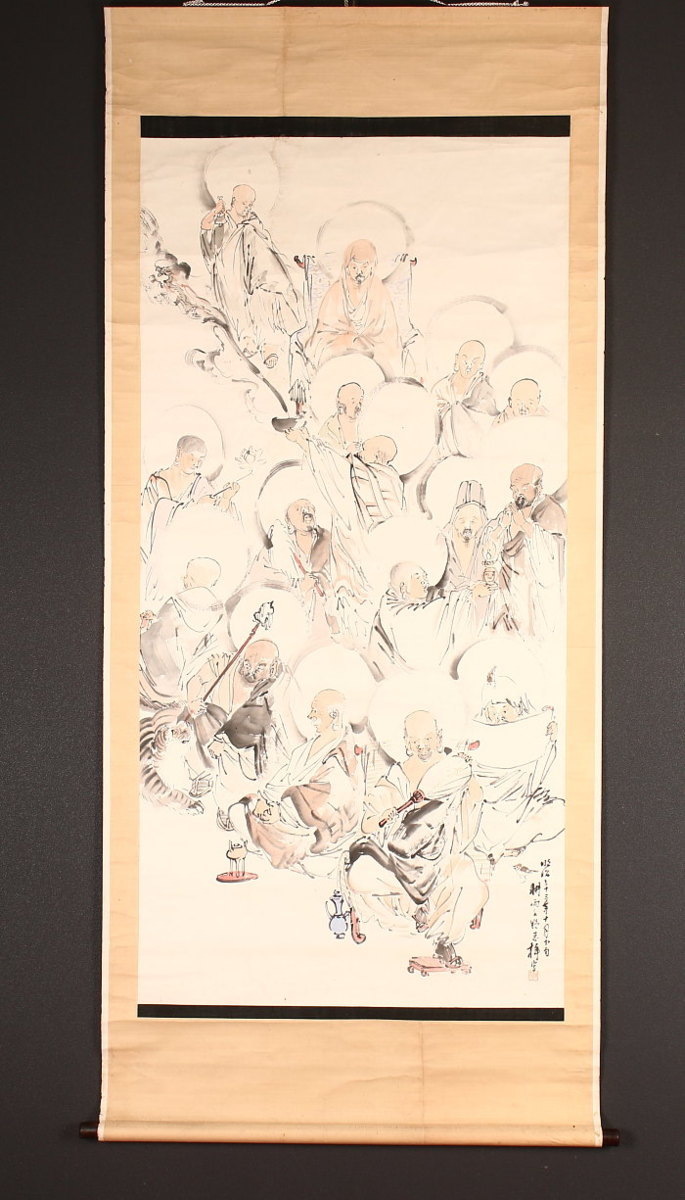模写】【一灯】pp5570〈耕雨〉仏画 十六羅漢図 中国画 | 紙本著色 模写】【一灯】pp5570〈耕雨〉仏画 十六羅漢図 中国画 | 紙本著色