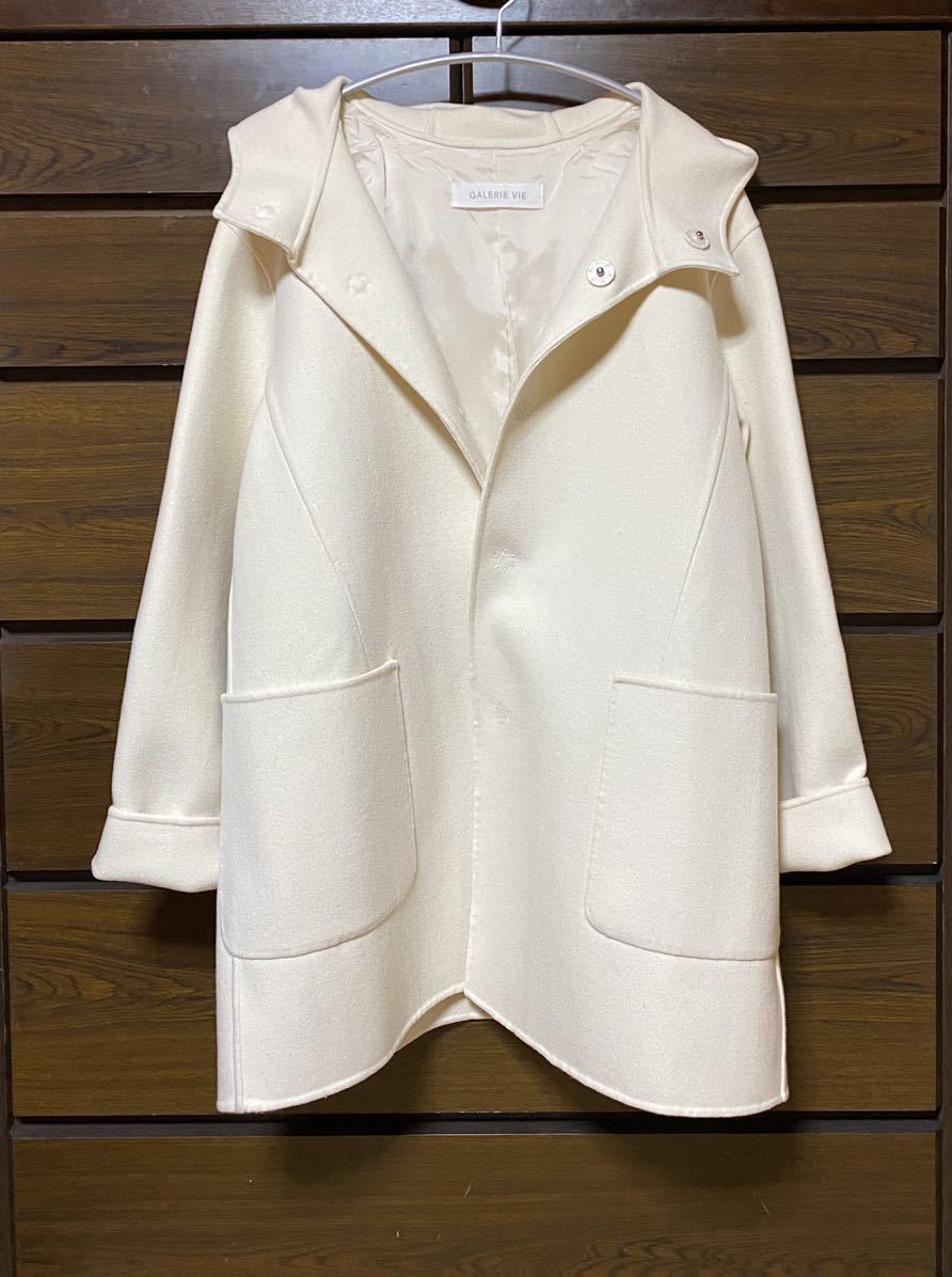 美品☆GALERIE VIE ゆったり♪カシミヤ混フードコート ギャルリー 