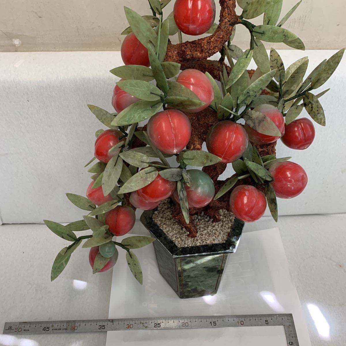 中国美術 玉石 桃彫刻 桃の木 中国美術 彫刻細工盆栽 置物 飾り物 風水