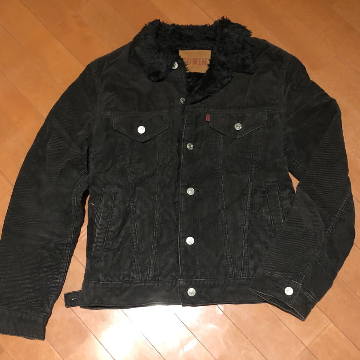 美品！ EDWIN エドウィン 裏ボア コーデュロイ ジャケット ブラック 黒 