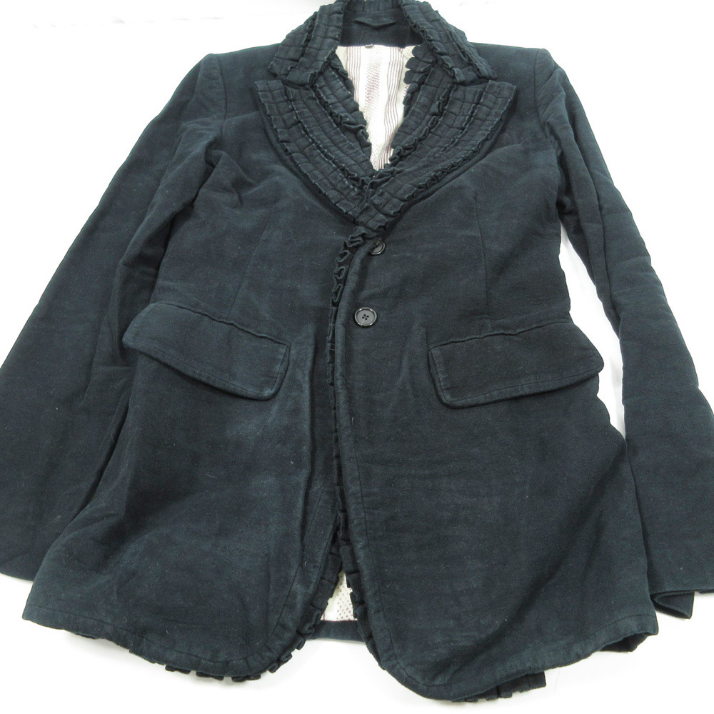 ♪☆ANN DEMEULEMEESTER♪フリルジャケット♪ ブラック♪サイズXXS