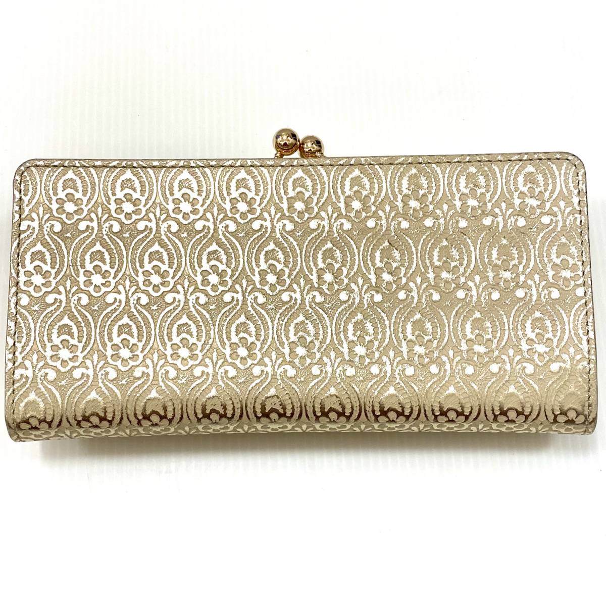 ANNA SUI アナスイ ダニエラ がま口 長財布 メタリックレザー フラワー 