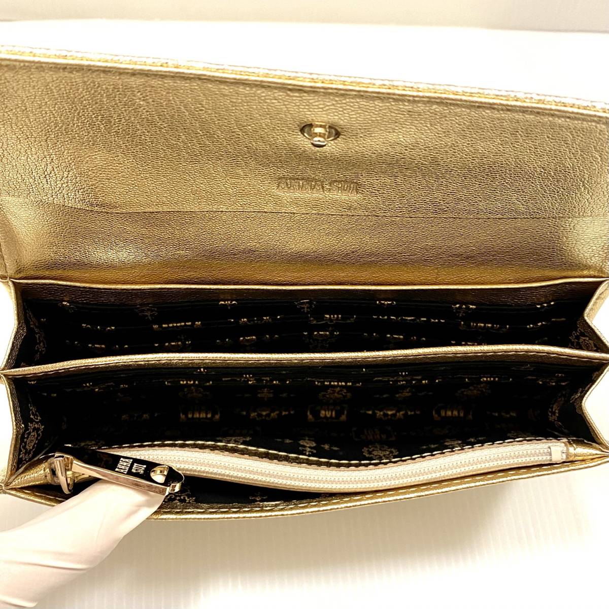 ANNA SUI アナスイ ダニエラ がま口 長財布 メタリックレザー フラワー 