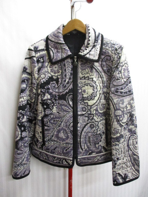 LEONARD　レオナール　キルティングジャケット　ペイズリー総柄ブルゾン　中綿ジャンパー　SIZE L　キルトジャケット　キルトコートY12143