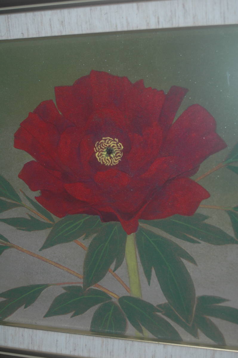 C949 作者不明 綺麗な赤い花が 咲く姿の 日本画作品 花鳥 鳥獣 売買されたオークション情報 Yahooの商品情報をアーカイブ公開 オークファン Aucfan Com