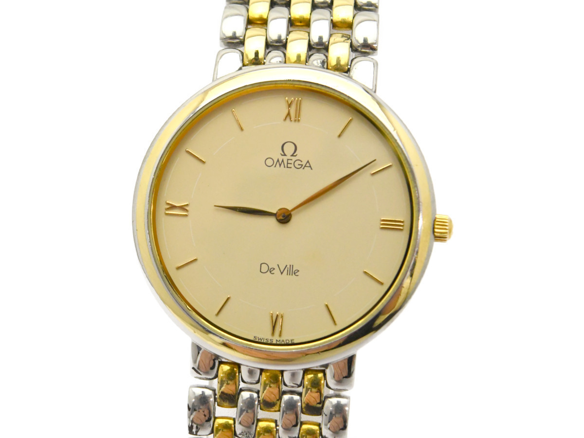 美品] 動作OK【OMEGA】オメガ DEVILLE デビル メンズ コンビ デイト