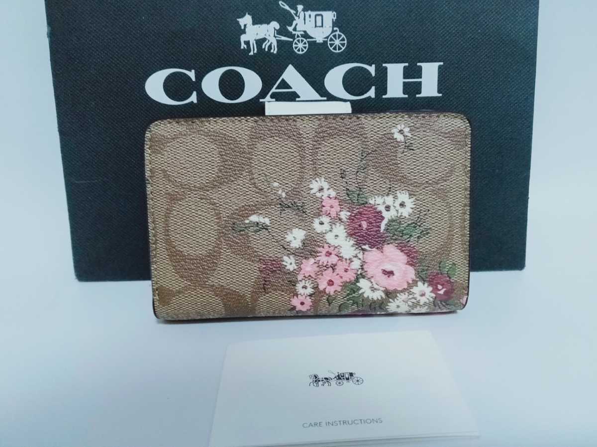 新品 coach coach 財布 二 折り 花柄 新品未使用 COACH コーチ 花柄 二