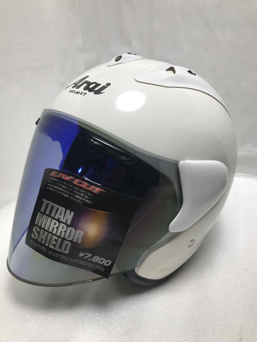 Arai SZ-Ram2 ，white 白、アライ ジェット ヘルメット， ミラー 