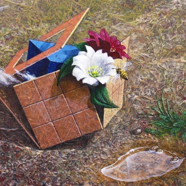 久保輝秋「わた・甲虫」1998年作 油彩 直筆サイン 洋画家 希少 Yahoo