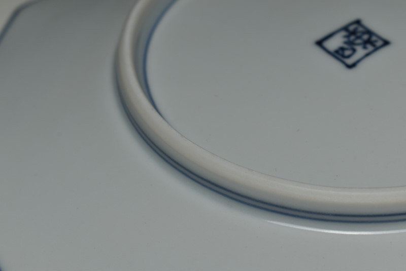 A1227-5⁄宮永東山 造⁄青華松竹梅文八角焼物皿5客⁄銘々皿⁄懐石道具