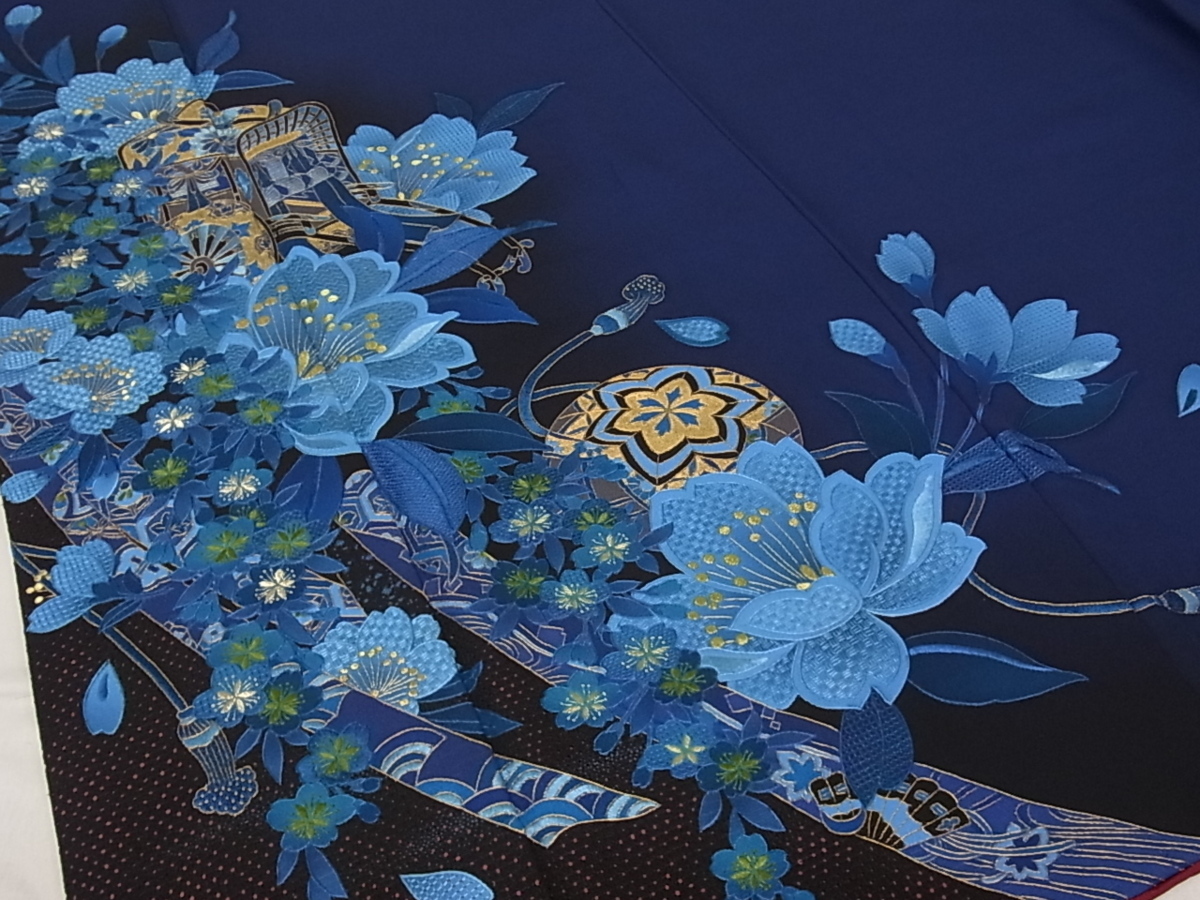 平和屋着物□豪華振袖 総刺繍 スワトウ相良刺繍 御所車舞花文 暈し