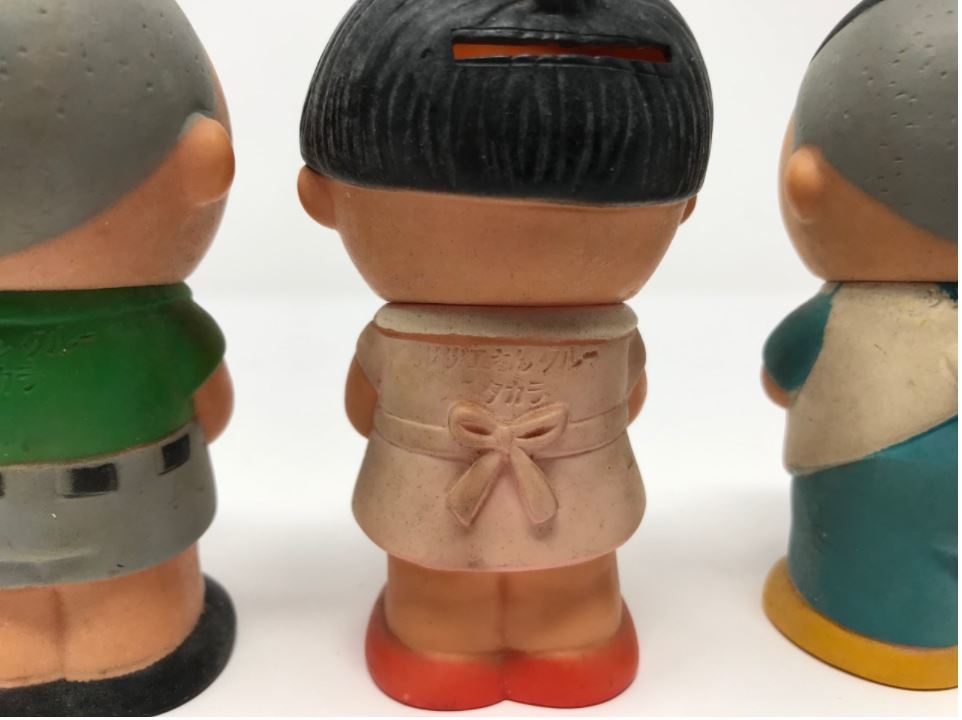 ソフビ人形 磯野カツオ、ワカメ、タラちゃん 貯金箱 タカラ製 レトロ