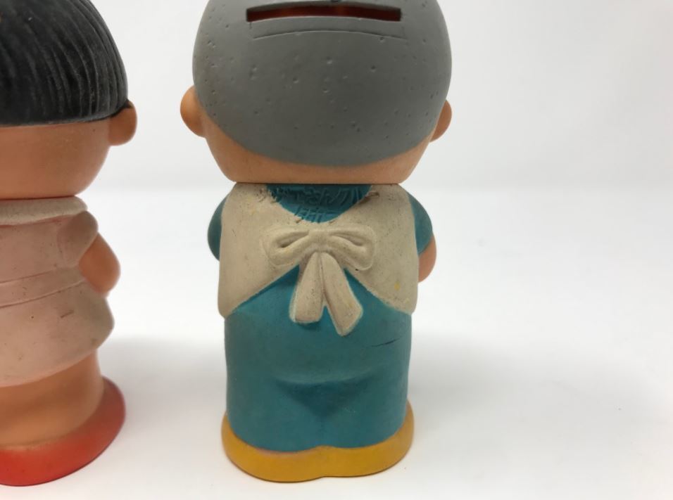ソフビ人形 磯野カツオ、ワカメ、タラちゃん 貯金箱 タカラ製 レトロ
