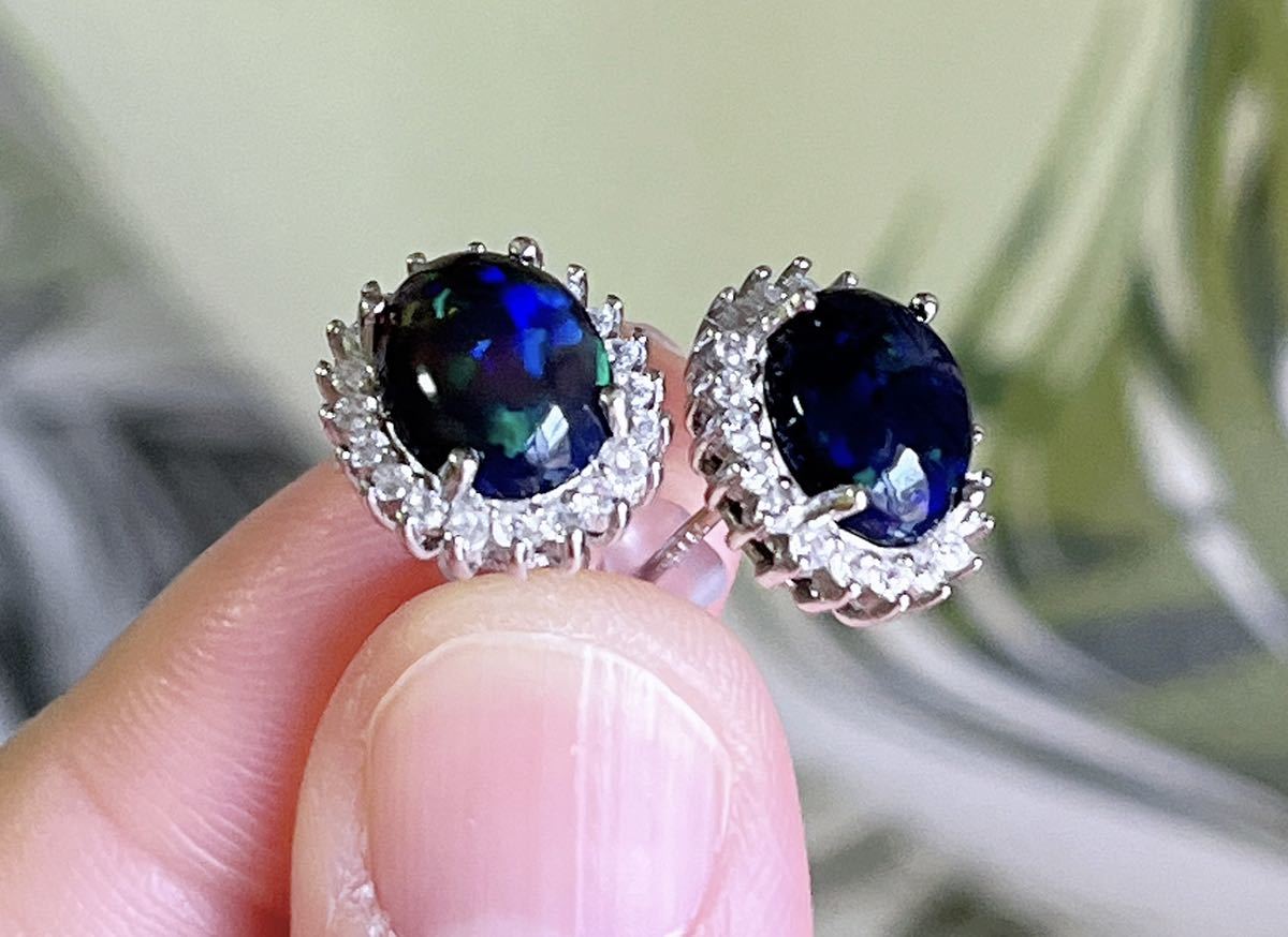 【再0128】ピアス ブラックオパール※超高品質 天然無処理 高級品 ブラックオパール ピアス ブラックオパール ピアス