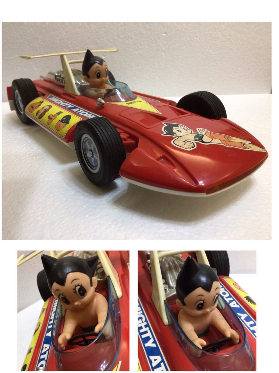 当時物/鉄腕アトム/レーシングカー/プラトイ/ブリキ/ソフビ/大型/40